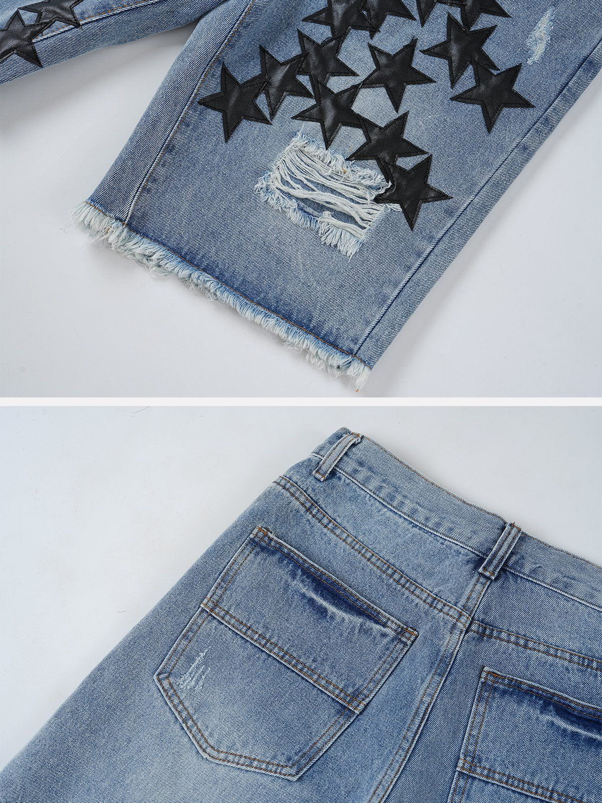 WLS Embroidery Star Denim Shorts
