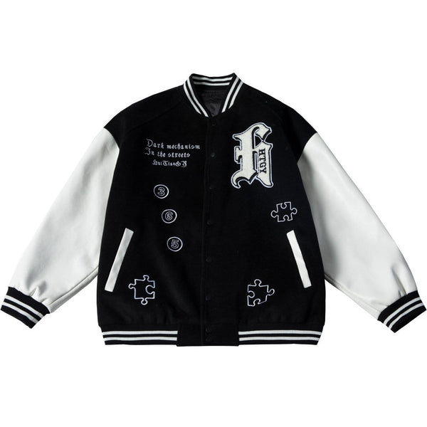 WLS Towel Embroidered Letters Puzzle Print Jacket