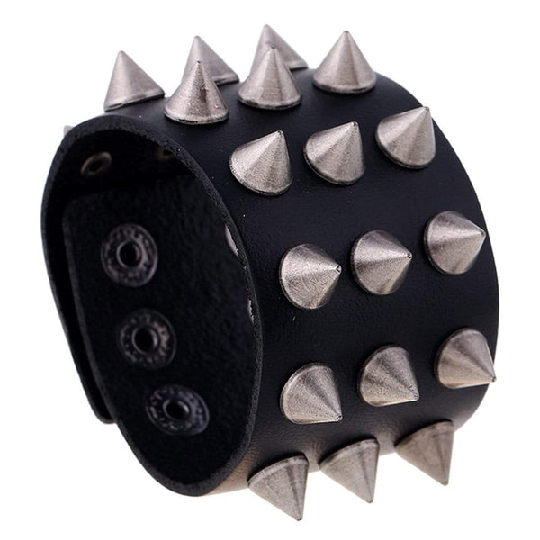 WLS Punk Leather Rivet Adjustable Bracelet