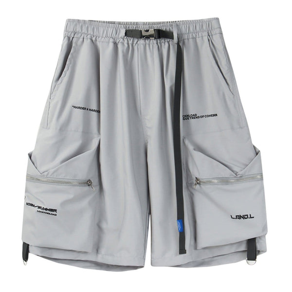 WLS Function Belt Zipper Pockets Shorts
