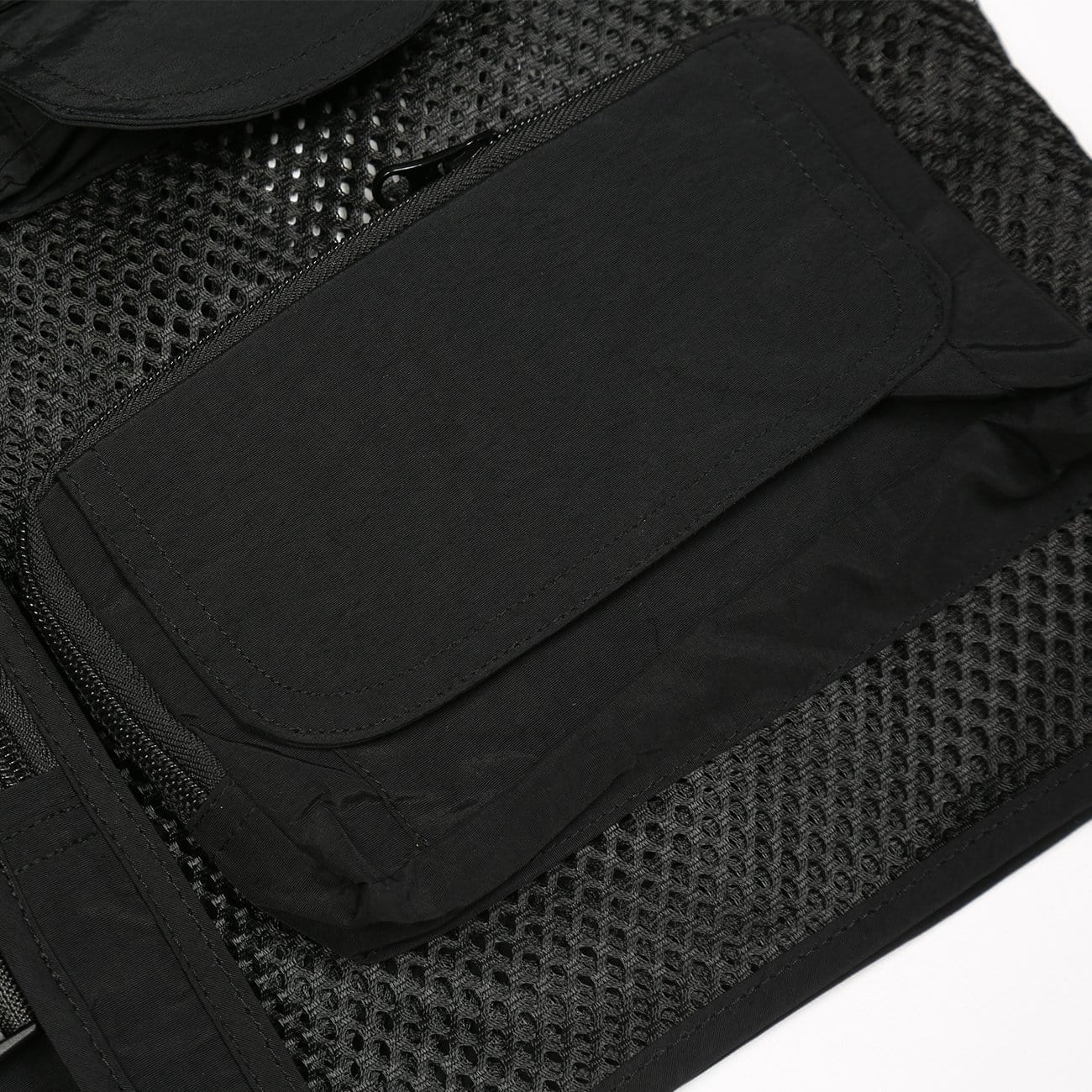 WLS Function Grid Patchwork Multi Pockets Cardigan Jacket Vest