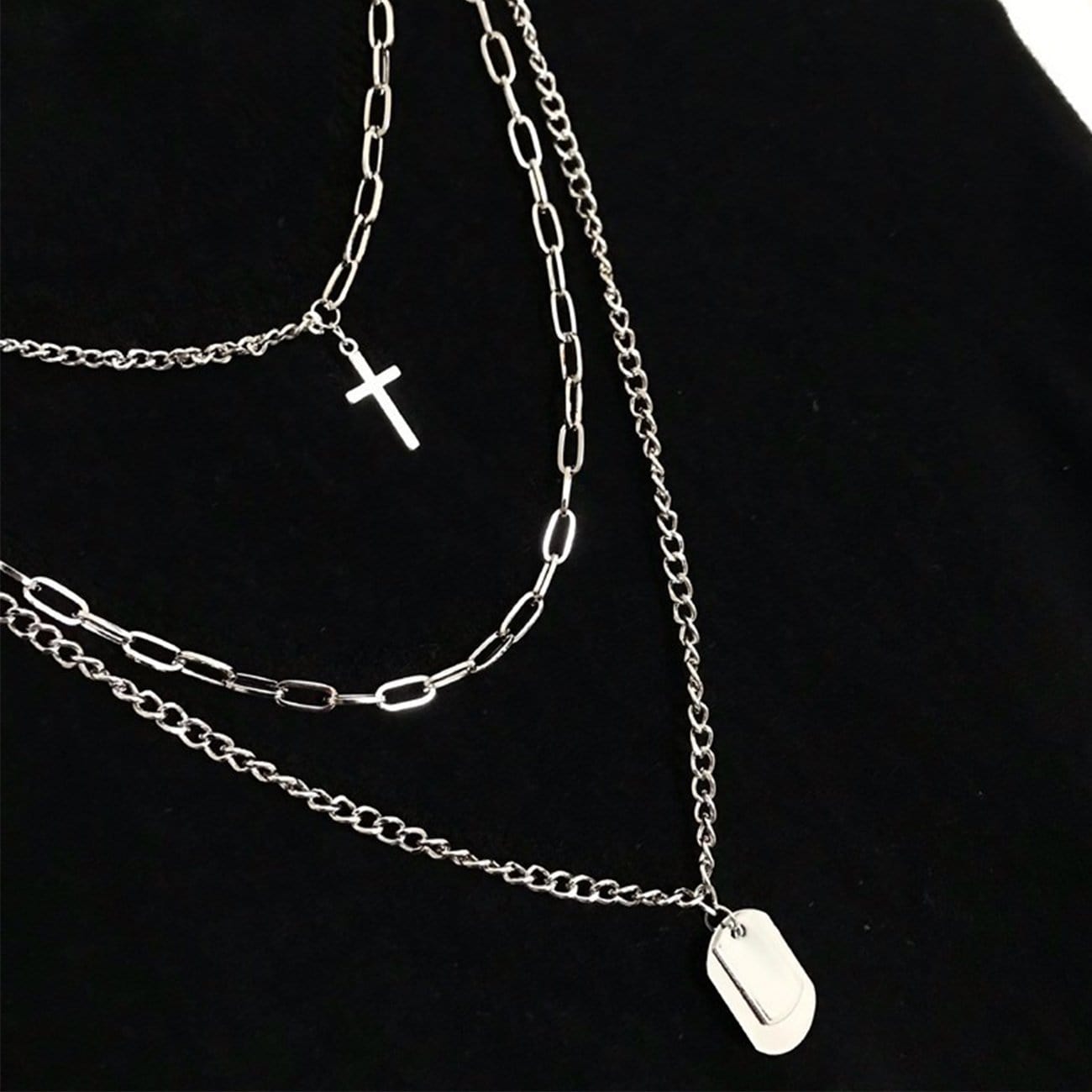 WLS Punk Multi-layer Cross Necklace