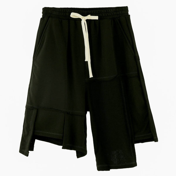 WLS Dark Irregular Patchwork Cotton Shorts