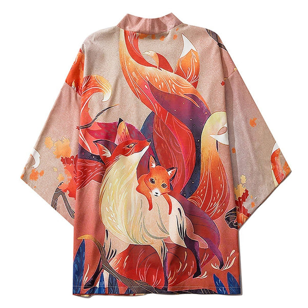 WLS Nine Tailed Fox Print Kimono