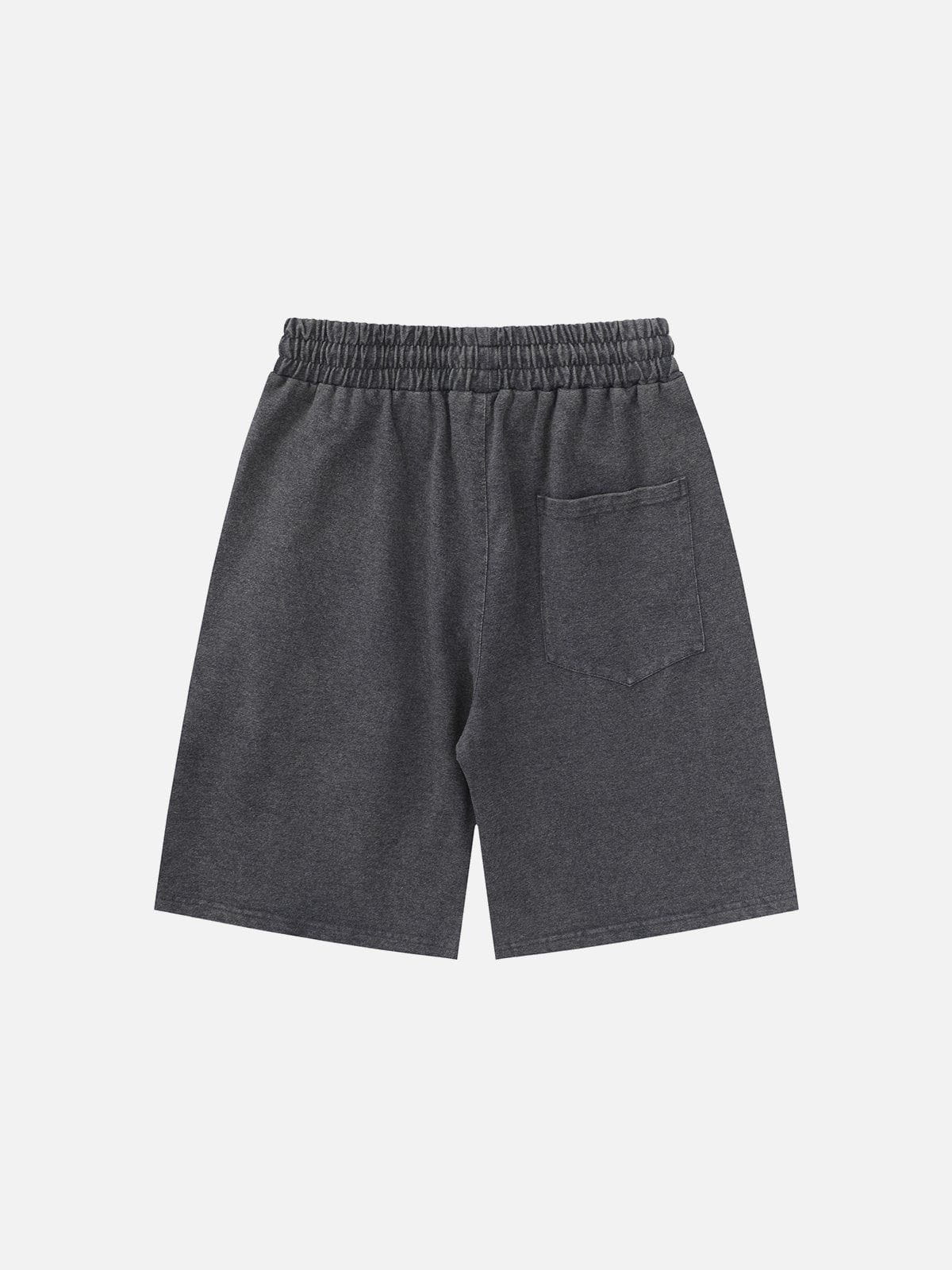 WLS Astronaut Print Washed Denim Shorts