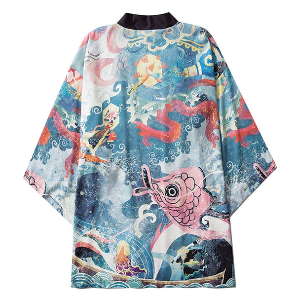 WLS Carp Dragon Print Kimono