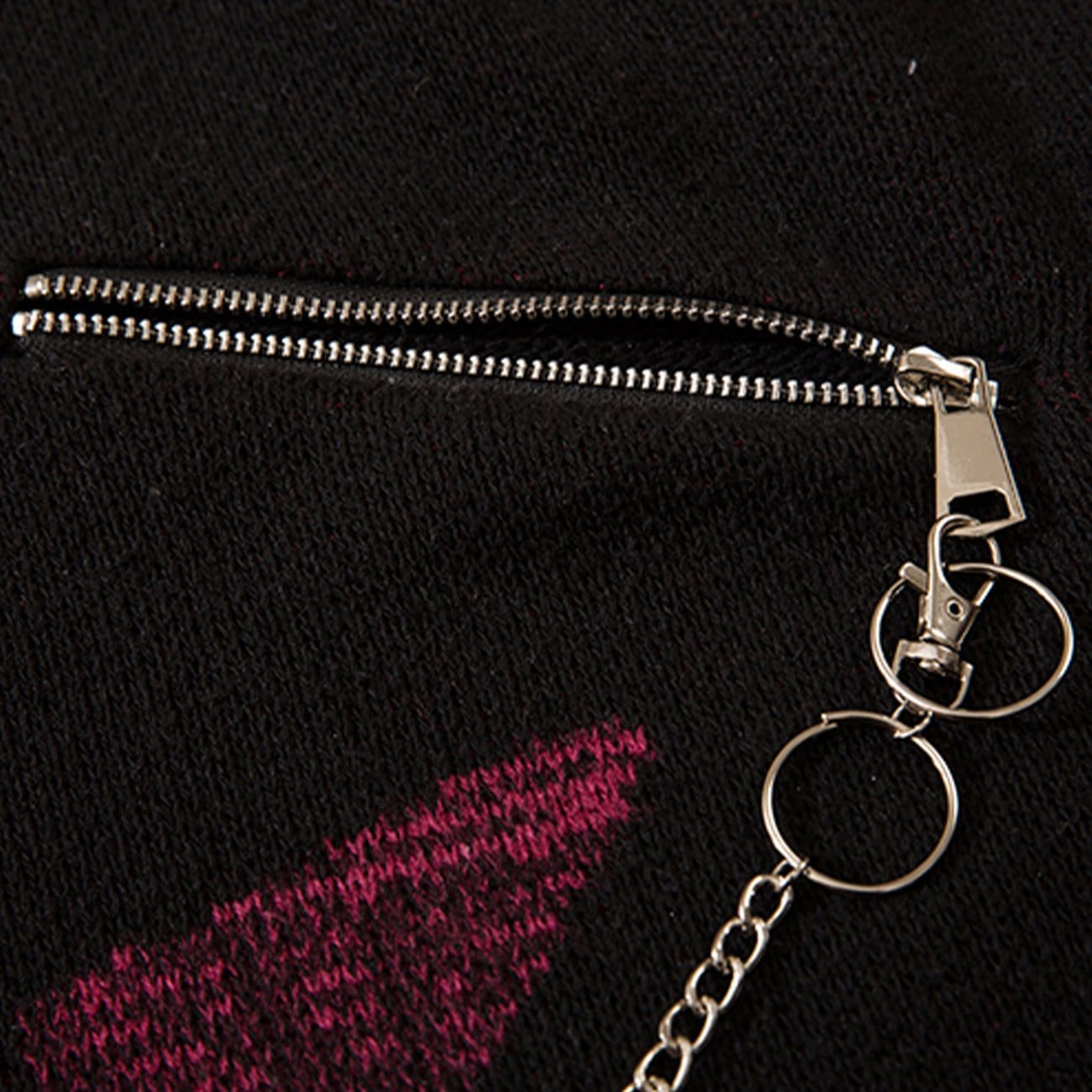 WLS Irregular Ripped Skeleton Zipper Chain Knit Sweater