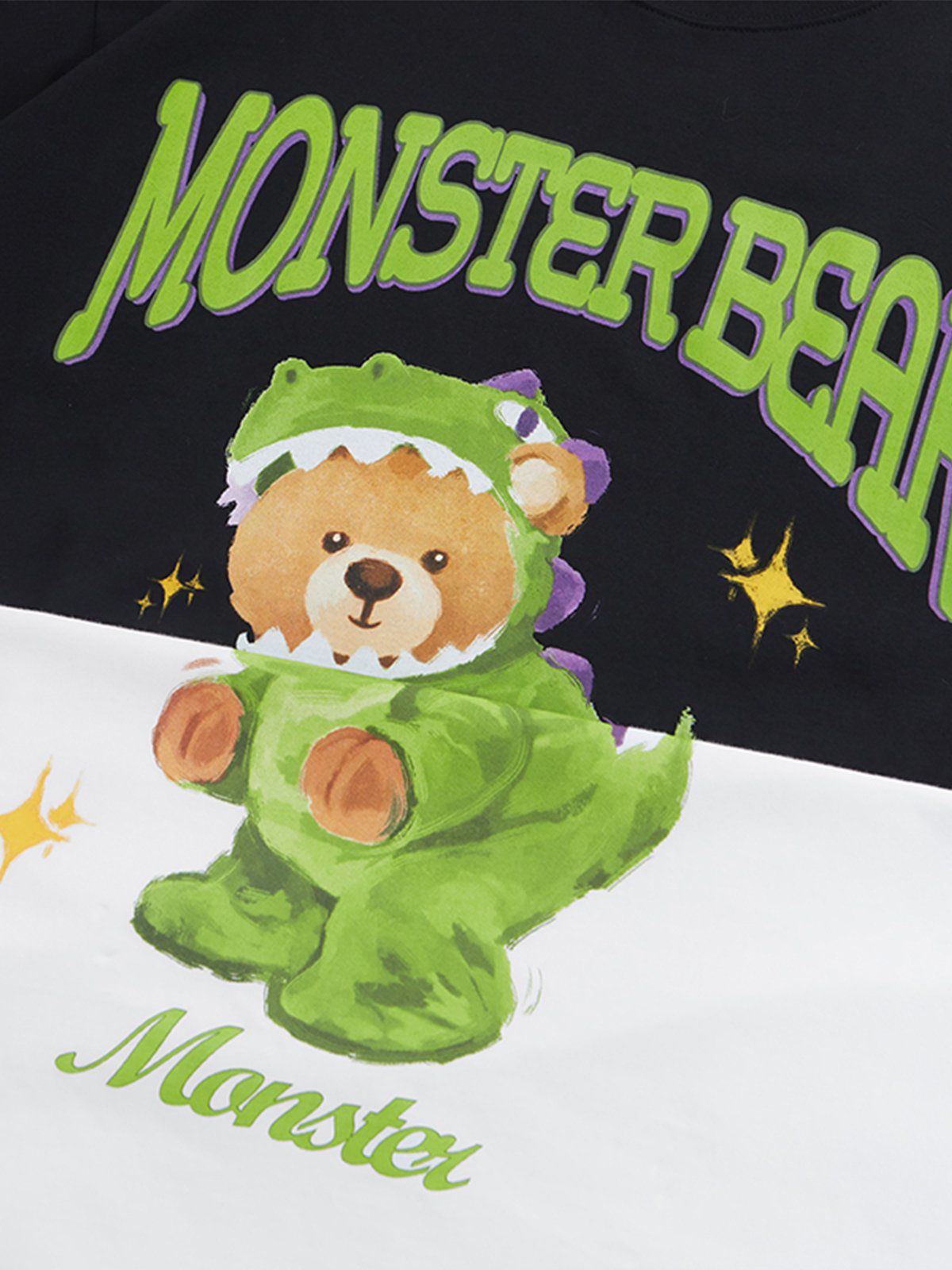 WLS Cartoon Dinosaur Bear Print Tee