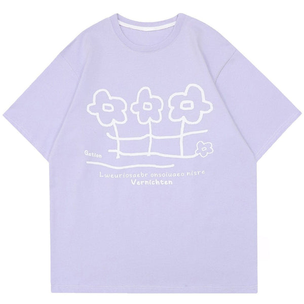 WLS Three Flowers Small Flower Graphic Tee