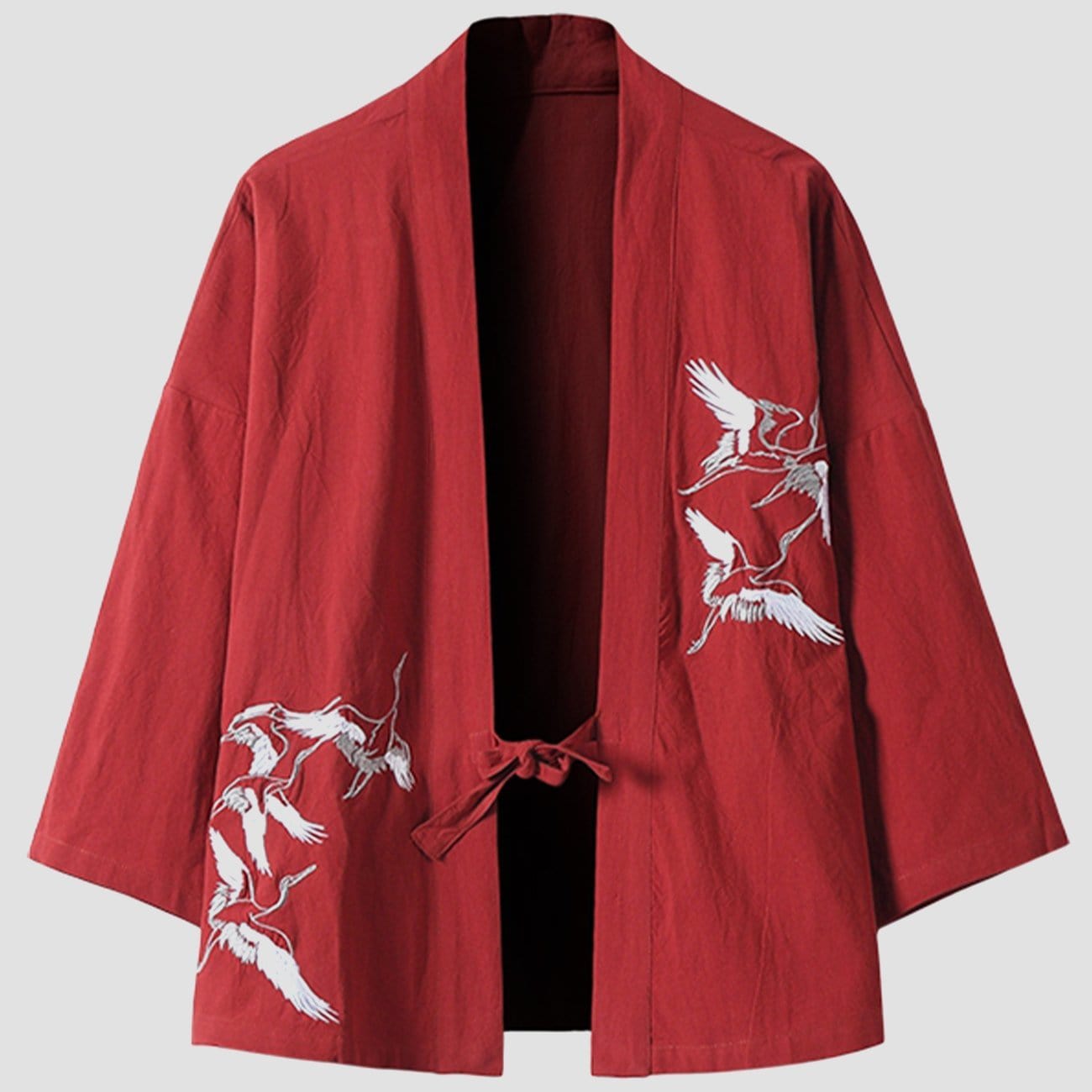 WLS Crane Embroidery Cardigan Kimono