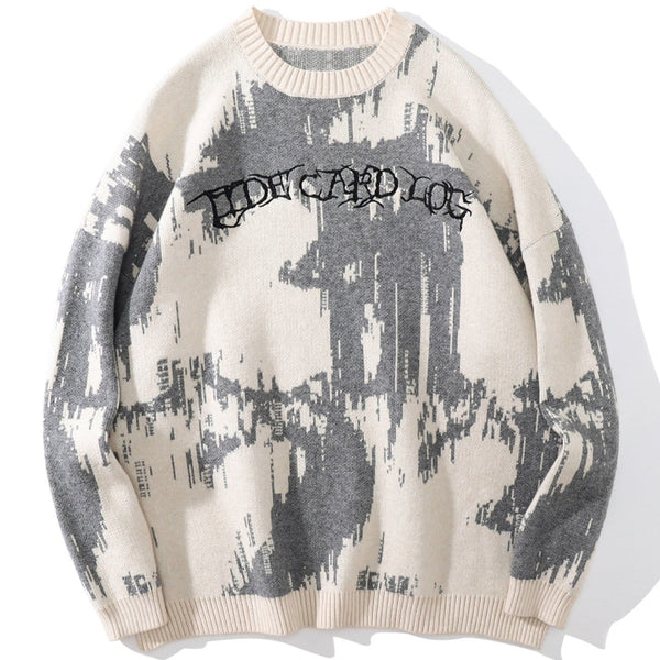 WLS Tie Dye Embroidery Knitted Sweater