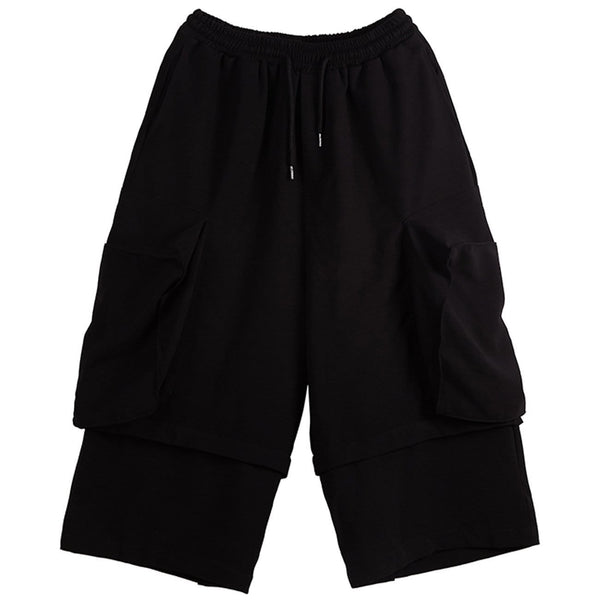 WLS Dark Patchwork Oversized Ankle-Length Pants