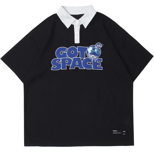 WLS Embroidered Letters Planet Polo Collar Tee