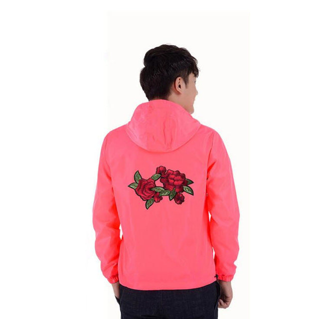 "Double Rose" Windbreaker Jacket embroidered