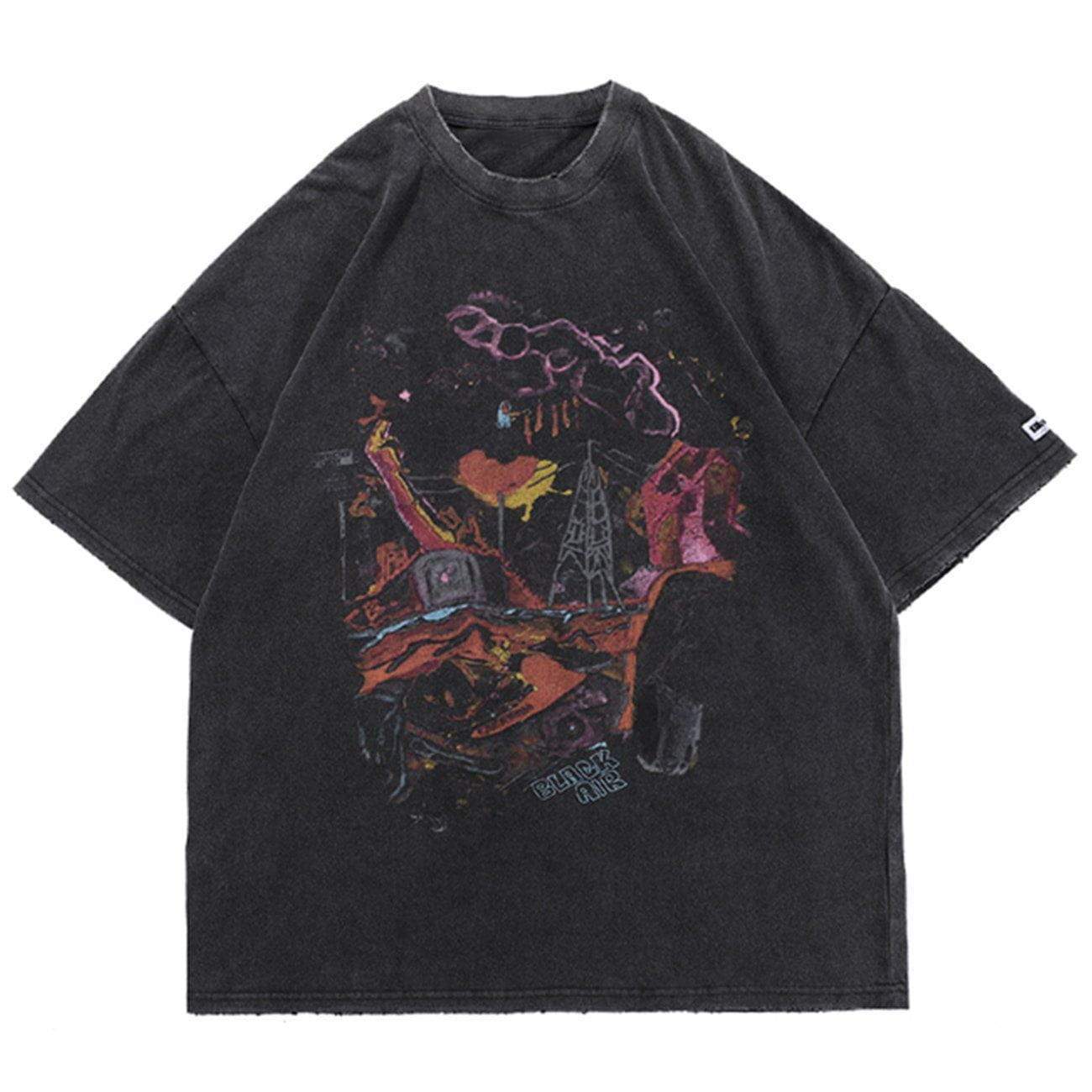 WLS Printed Graffiti Embroidered Style Soft Cotton Tee