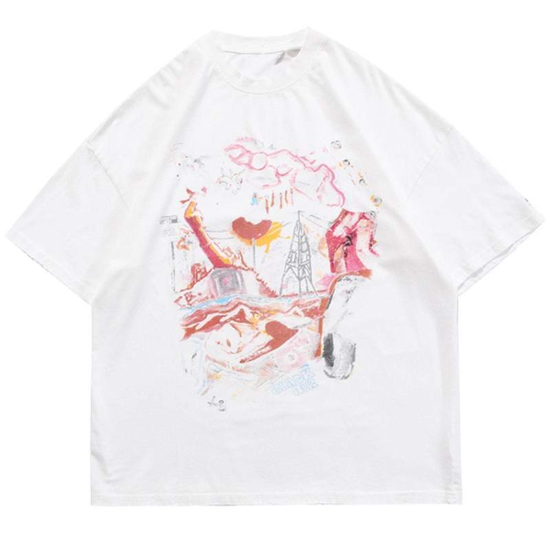 WLS Printed Graffiti Embroidered Style Soft Cotton Tee