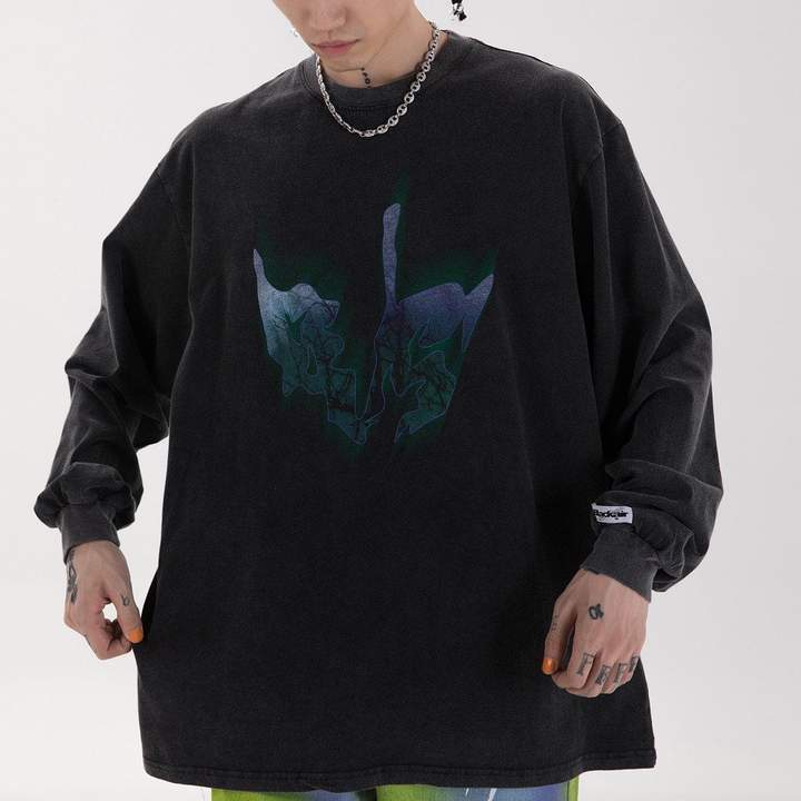 WLS Printed Dark T Oversize Soft Cotton Sweatshirt