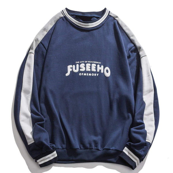 WLS Double Colors Fuseeho Rounded Collar Soft Cotton Sweatshirt