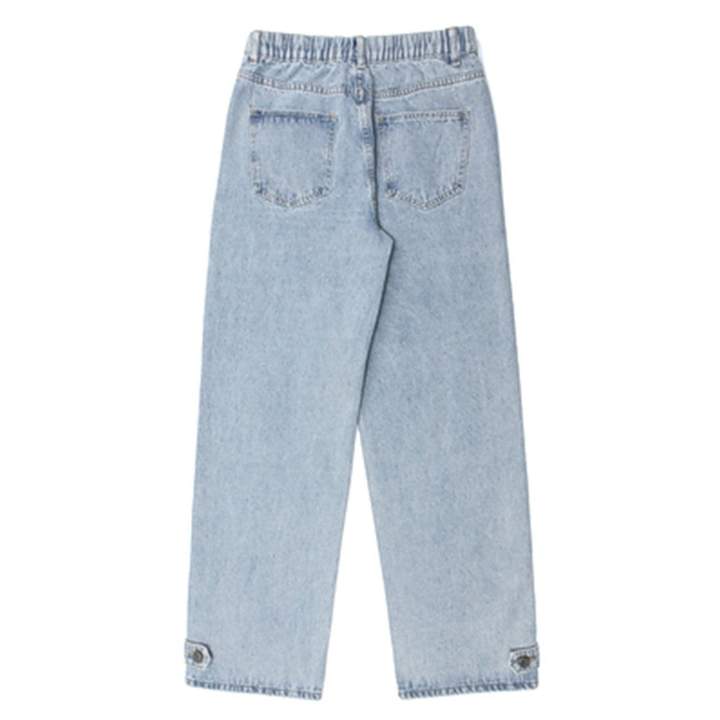 WLS Straight-leg Embroidery Letters Vintage Jeans
