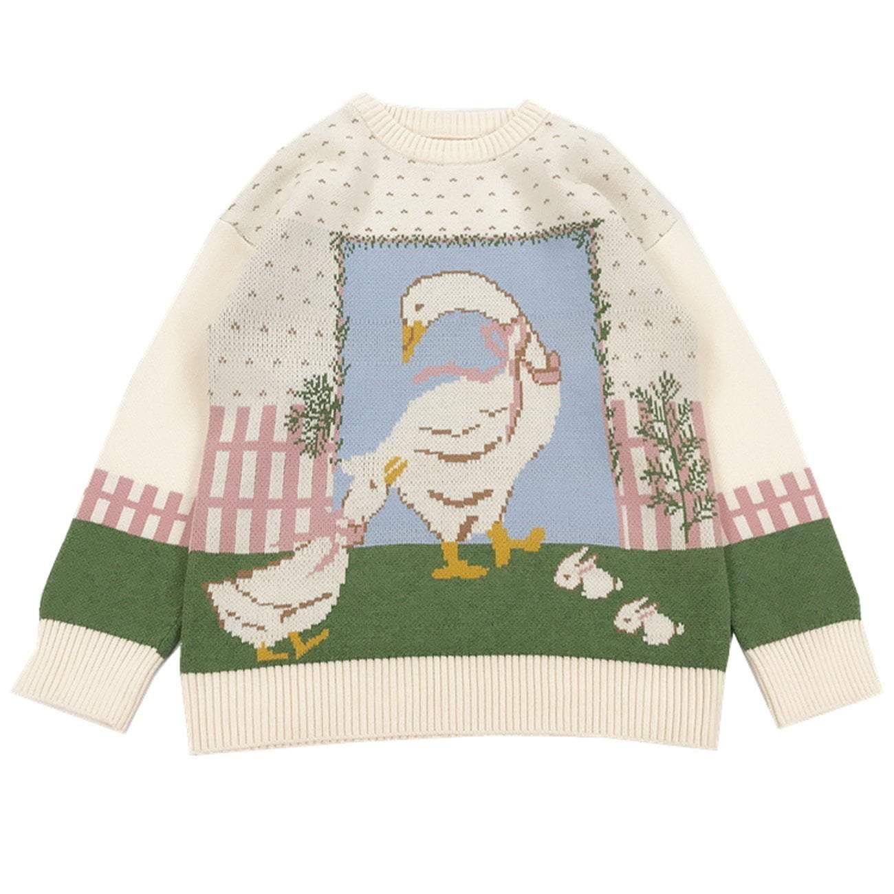 WLS Printing Cartoons Knitting Buttoned Sweater