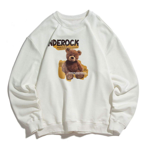 WLS Printed Rock Teddy Dropped Shoulder Soft Cotton Sweatshirt