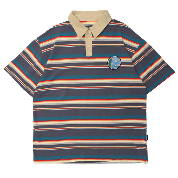 WLS Printed Stripes Breathable Cotton Polo Tee