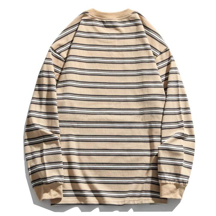 WLS Printed Stripe Vintage Bear Soft Cotton Sweatshirt