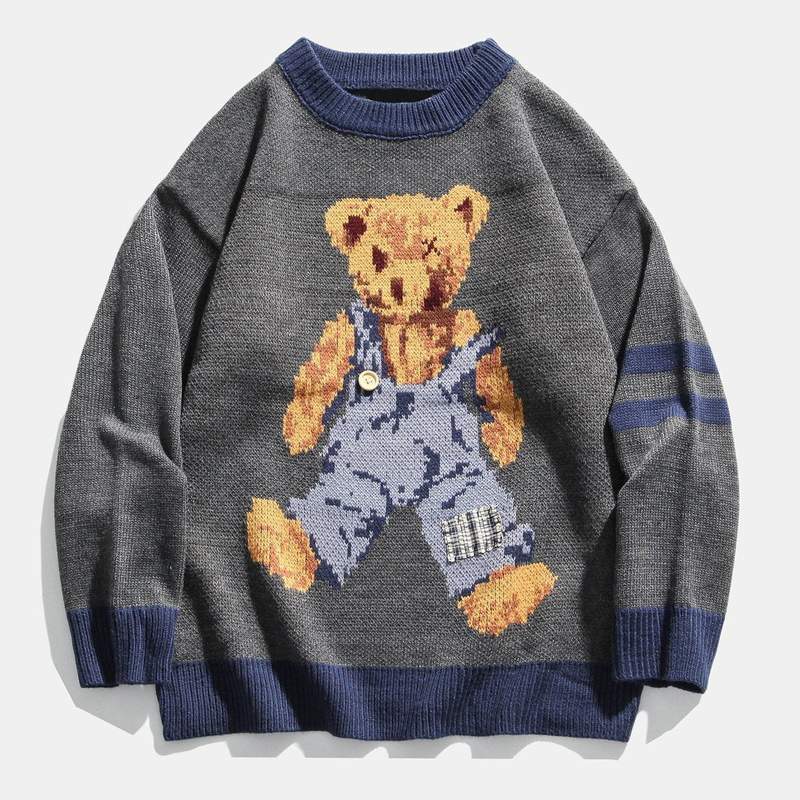 WLS Embroidered Vintage Bear Knitted Sweater